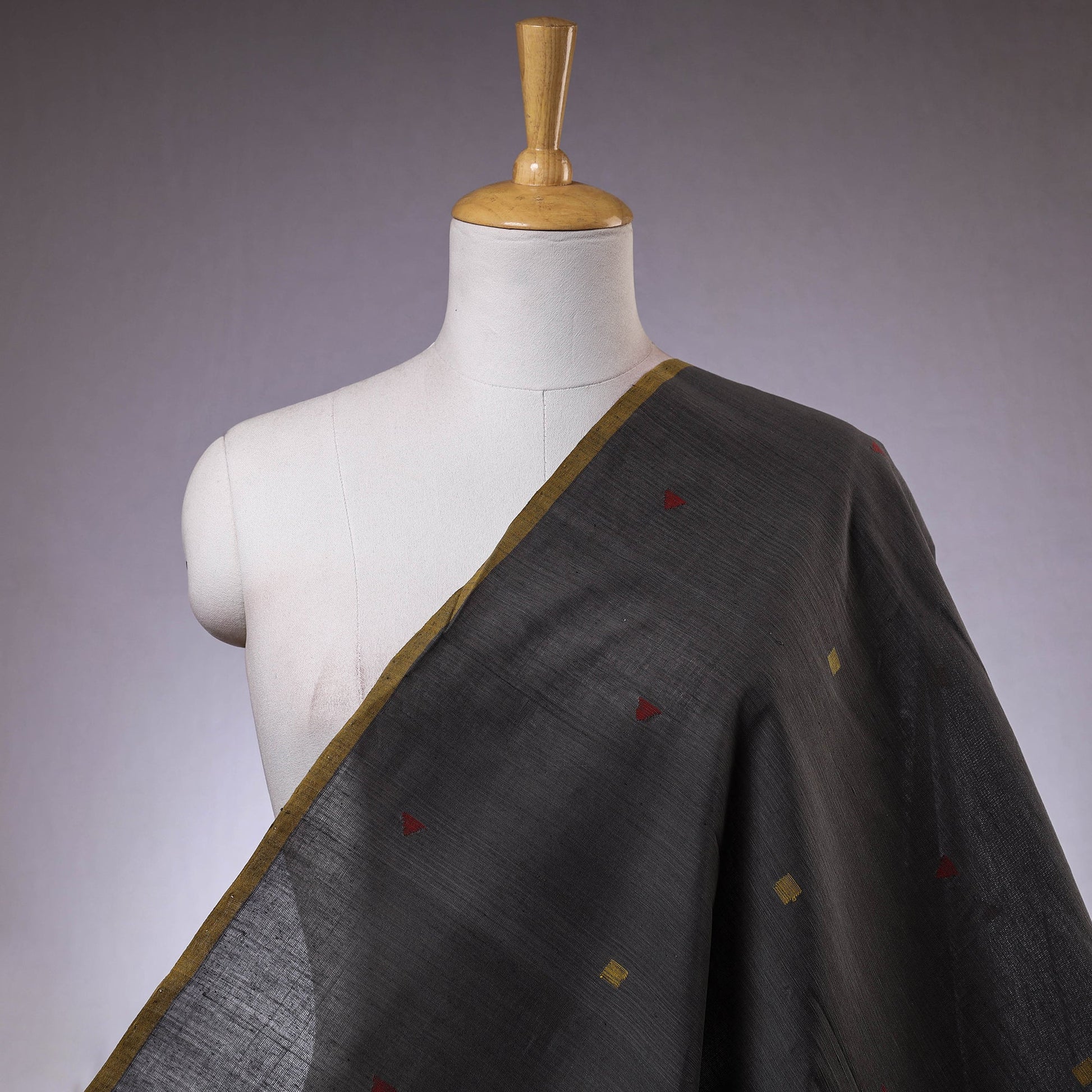 Black - Srikakulam Jamdani Thread Buti Pure Handloom Cotton Fabric