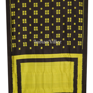 Black Green Contemporary Odisha Handloom Silk Saree