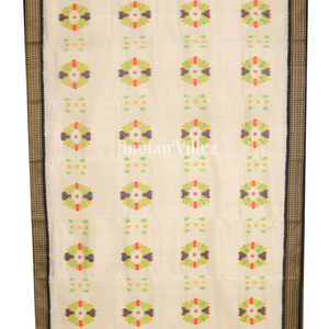White Black Baghambari Khandua Silk Saree