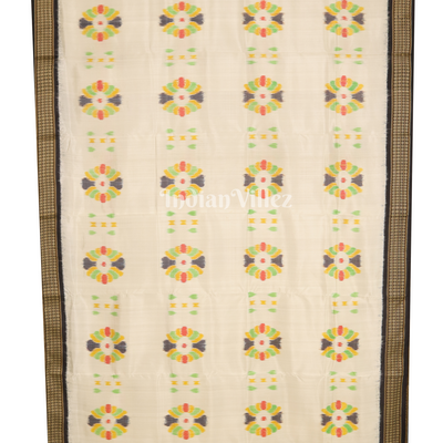 White Black Baghambari Khandua Silk Saree
