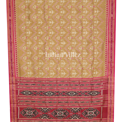 Beige Odisha Handloom Khandua Silk Saree