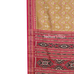 Beige Odisha Handloom Khandua Silk Saree