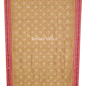 Beige Odisha Handloom Khandua Silk Saree