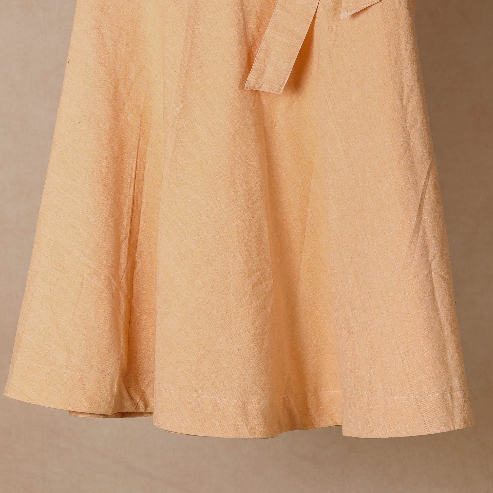 Beige - Plain Handloom Jhiri Cotton Wrap Around Skirt