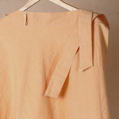 Beige - Plain Handloom Jhiri Cotton Wrap Around Skirt
