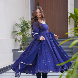 Khushi blue cotton suit set