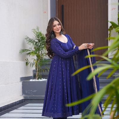 Khushi blue cotton suit set