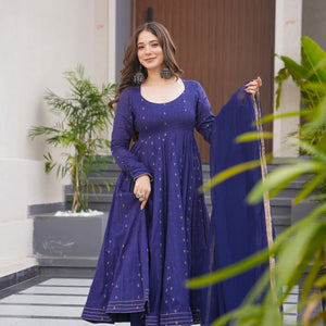 Khushi blue cotton suit set