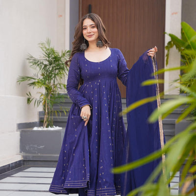 Khushi blue cotton suit set