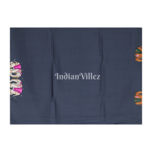 Gray Doli Barat Theme Hand-Painted Pattachitra Saree