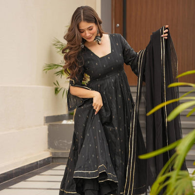 Mystery black cotton suit set