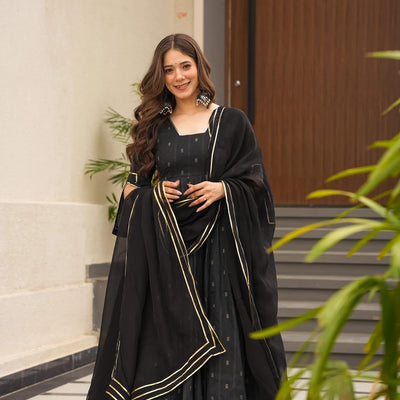 Mystery black cotton suit set