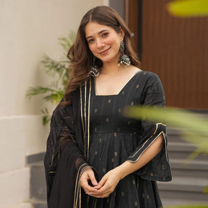 Mystery black cotton suit set