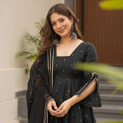 Mystery black cotton suit set