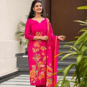 Swan pink muslin suit set