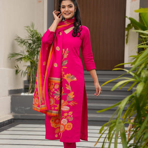 Swan pink muslin suit set