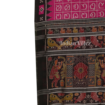 Rani Pink Odia Varnamala Contemporary Silk Saree with Pasapali Border