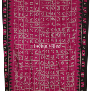 Rani Pink Odia Varnamala Contemporary Silk Saree with Pasapali Border