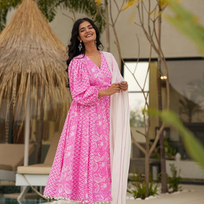 Ocean pink cotton suit set