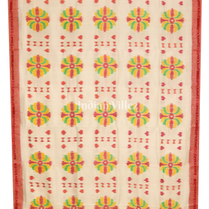 White Red Baghambari Khandua Silk Saree