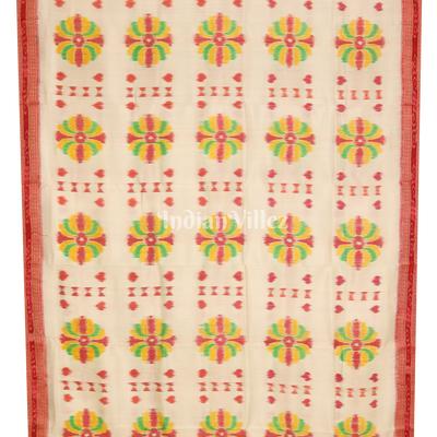 White Red Baghambari Khandua Silk Saree