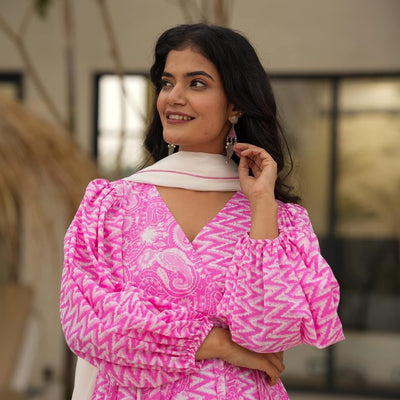 Ocean pink cotton suit set