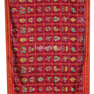 Rani Pink Odisha Handloom Nabakothi Khandua Silk Saree