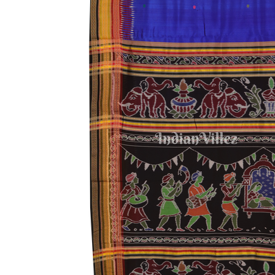 Blue Doli Barat Kathiphera Odisha Ikat Khandua Silk Saree