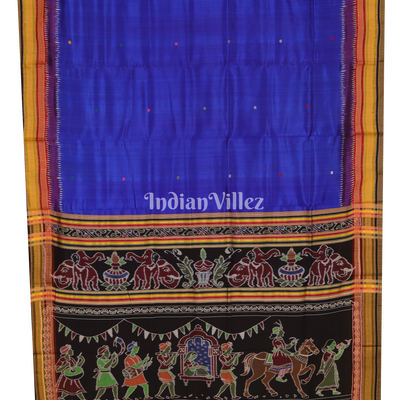 Blue Doli Barat Kathiphera Odisha Ikat Khandua Silk Saree