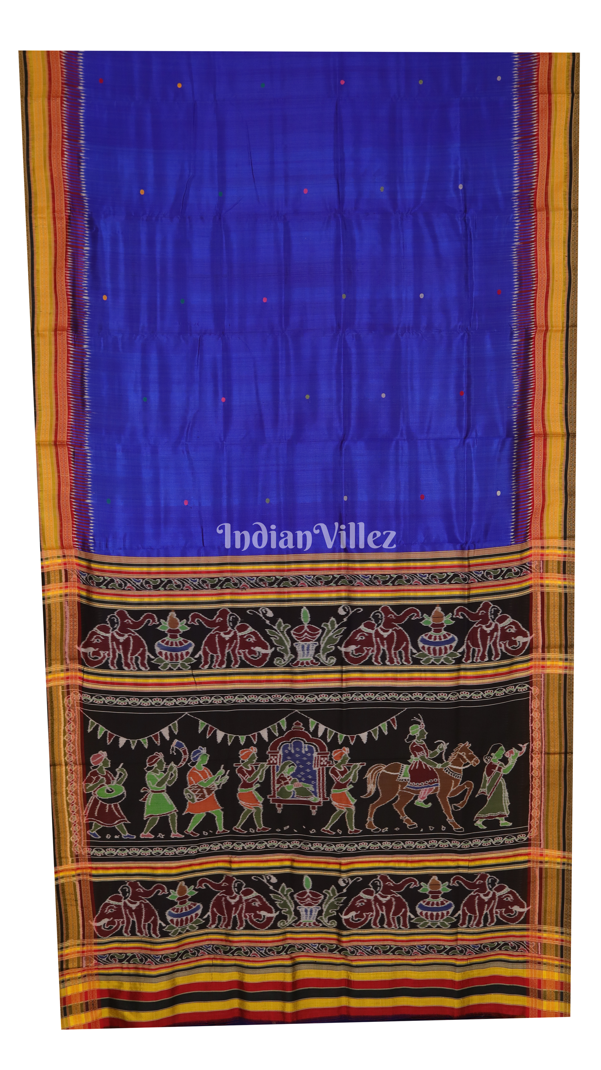 Blue Doli Barat Kathiphera Odisha Ikat Khandua Silk Saree