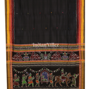 Black Doli Barat Kathiphera Odisha Ikat Khandua Silk Saree