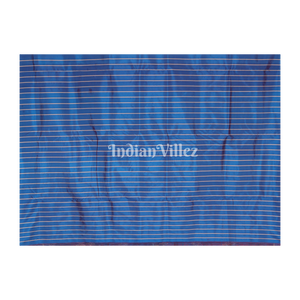 Peacock Blue Fish & Flower Motif Contemporary Silk Saree