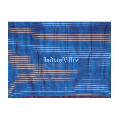 Peacock Blue Fish & Flower Motif Contemporary Silk Saree