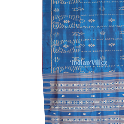 Peacock Blue Fish & Flower Motif Contemporary Silk Saree