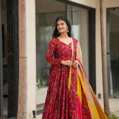 Pahel red rayon maxi