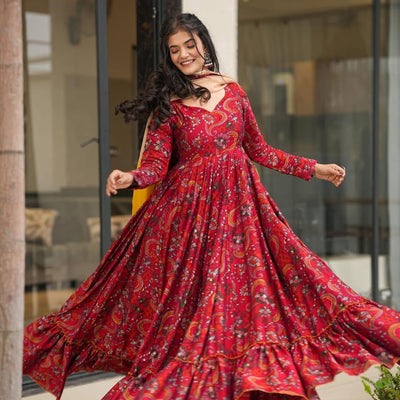 Pahel red rayon maxi