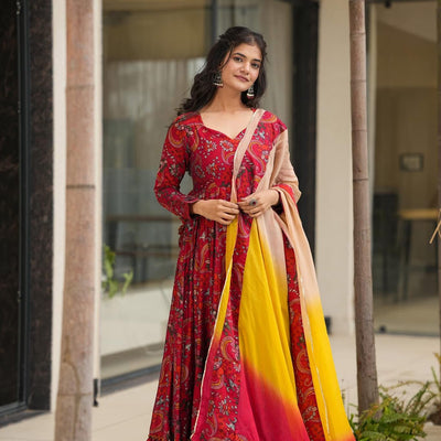 Pahel red rayon maxi
