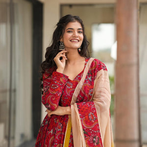 Pahel red rayon maxi