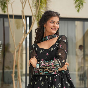 Yukta black georgette sharara set