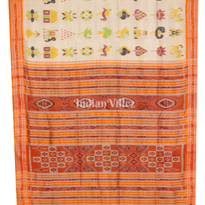 White Nabarangi Nabakothi Khandua Silk Saree with Pasapali Anchal