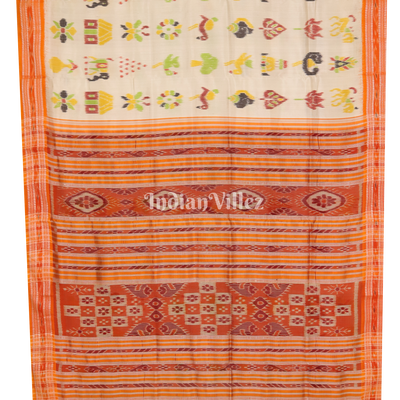 White Nabarangi Nabakothi Khandua Silk Saree with Pasapali Anchal