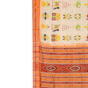 White Nabarangi Nabakothi Khandua Silk Saree with Pasapali Anchal