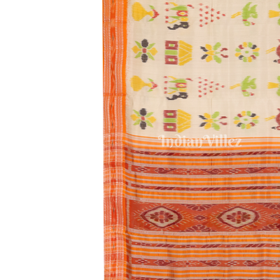 White Nabarangi Nabakothi Khandua Silk Saree with Pasapali Anchal
