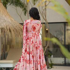 Vrinda floral pink suit set