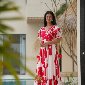 Endless red rose cotton maxi