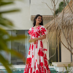 Endless red rose cotton maxi