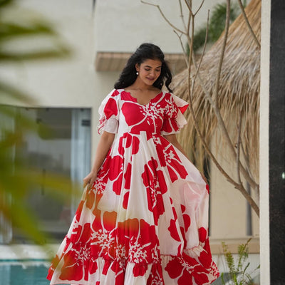 Endless red rose cotton maxi