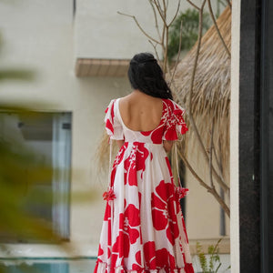 Endless red rose cotton maxi