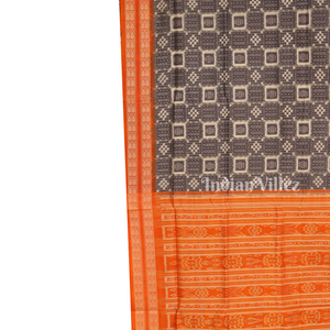 Iron Grey With Fish Motif Border Pure Sambalpuri Silk Saree