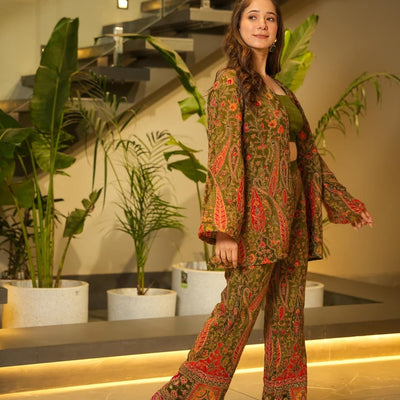 Prestige green embroidered co-ord set